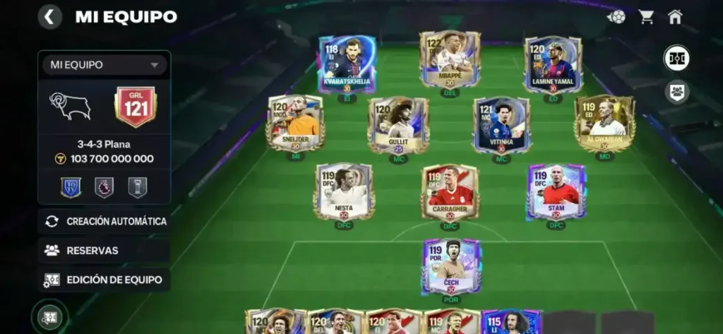 Configuracion de como es la formacion 3-4-3 este es la configuracion que uso