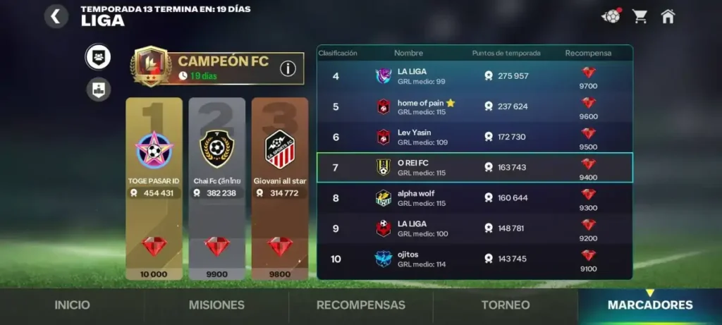 Evidencia de mi llegada al rango Campeón FC en FC Mobile actualmente, usando esta guía estratégica.